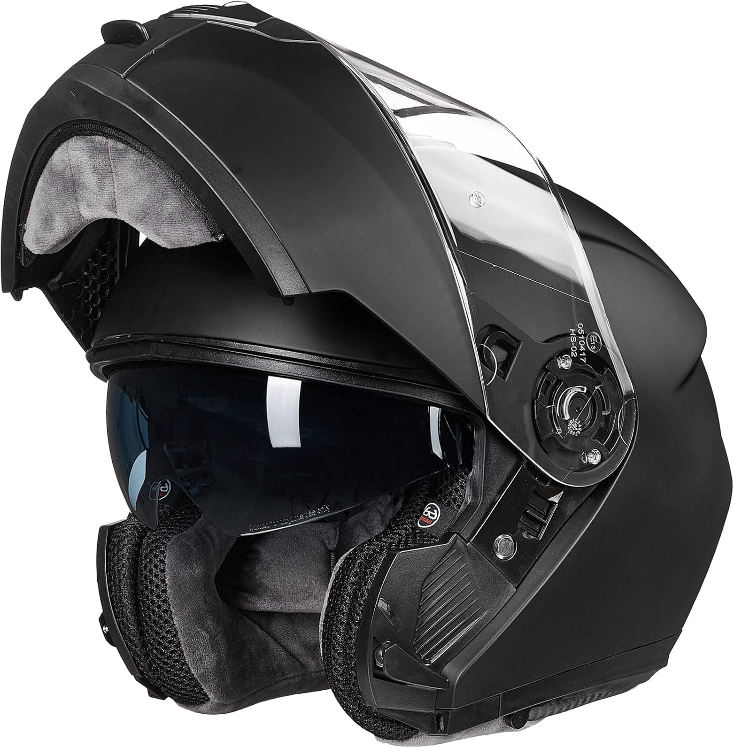 ILM Casco modular de motocicleta para adultos de cara completa abatible con doble visera 159 (negro mate, XXL)