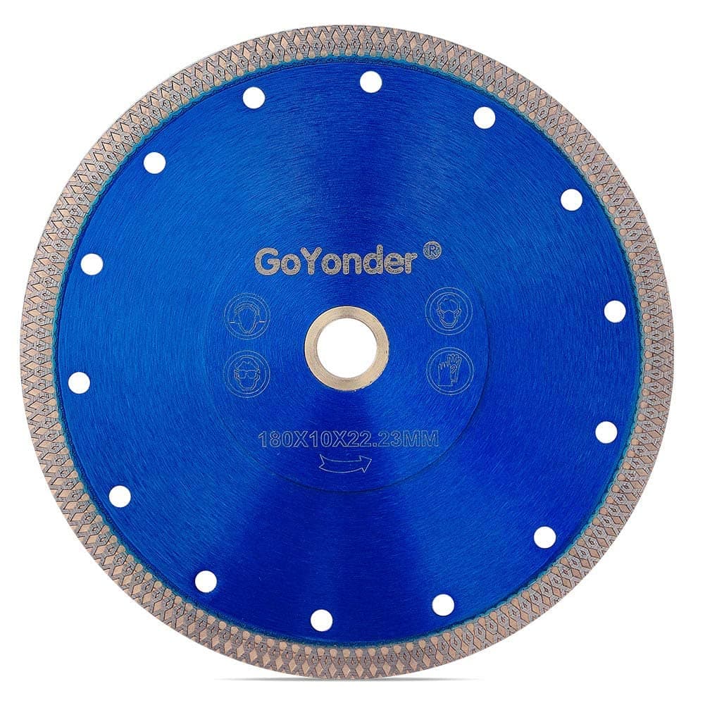 Hoja de azulejo GoYonder de 7 pulgadas, hoja de sierra diamantada súper delgada para cortar azulejos de porcelana, cerámica de mármol de granito (7"-azul)