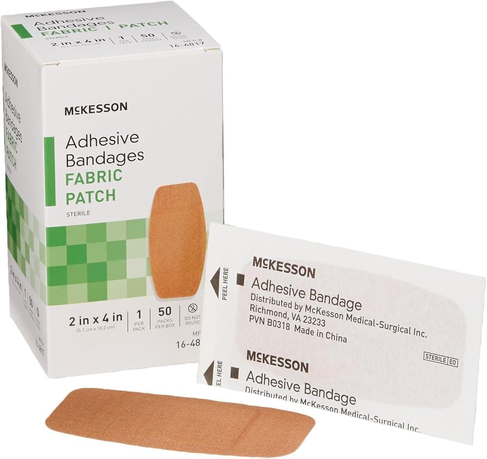 Vendas adhesivas McKesson, estériles, tela, color canela, 2 x 4 pulgadas, 50 unidades | Parche de tela