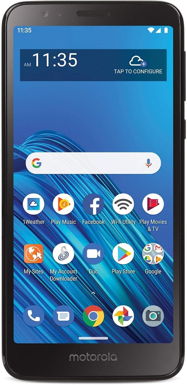 TracFone Motorola Moto E6 4G LTE Smartphone prepago (bloqueado) - Negro - 16 GB - Tarjeta SIM incluida - CDMA
