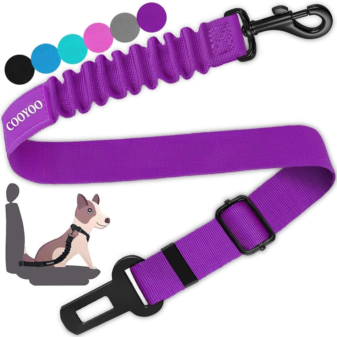 COOYOO Cinturón de seguridad para perros, arnés retráctil para coche, cinturón de seguridad para coche, cinturones de seguridad ajustables de nailon para mascotas, resistente y elástico