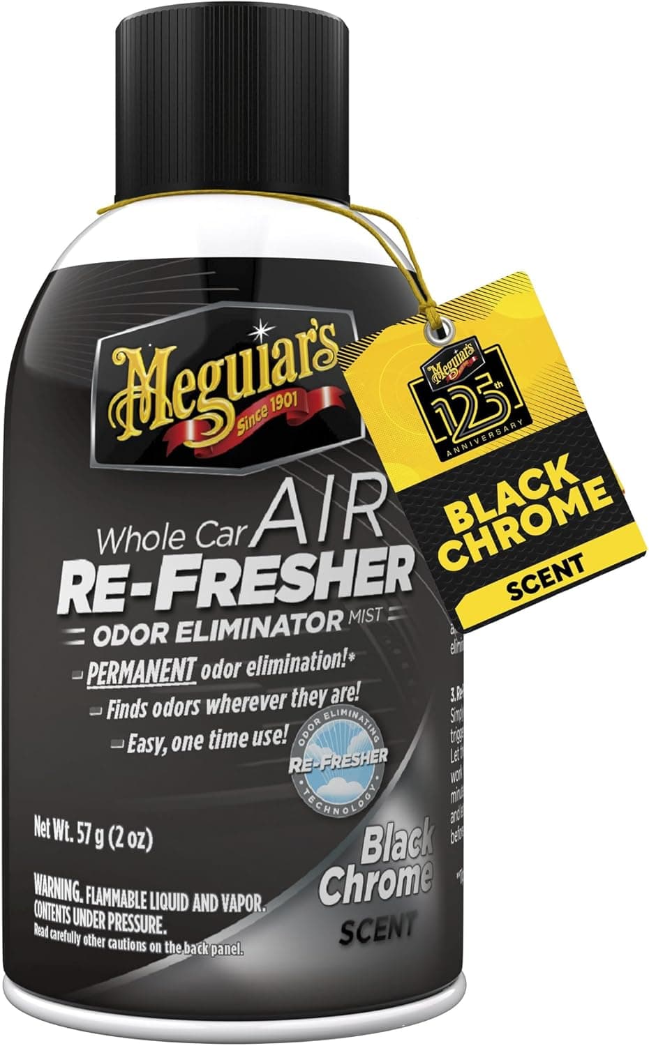 Meguiar's Whole Car Air Refresher Olor Fighting Mist, cromo negro, 2 oz