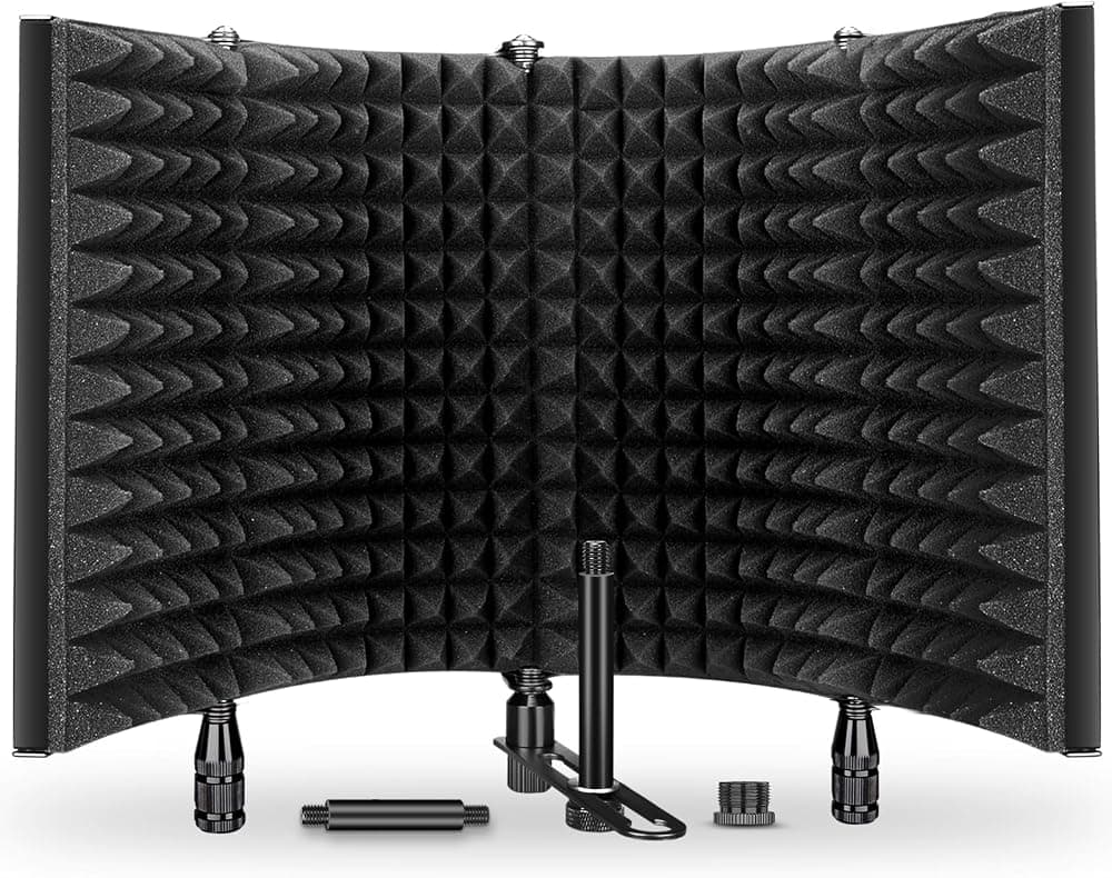 Escudo de aislamiento de micrófono de grabación de estudio, filtro pop. La espuma absorbente de alta densidad se utiliza para filtrar la voz. Adecuado para Blue Yeti y cualquier equipo de grabación con micrófono de condensador.