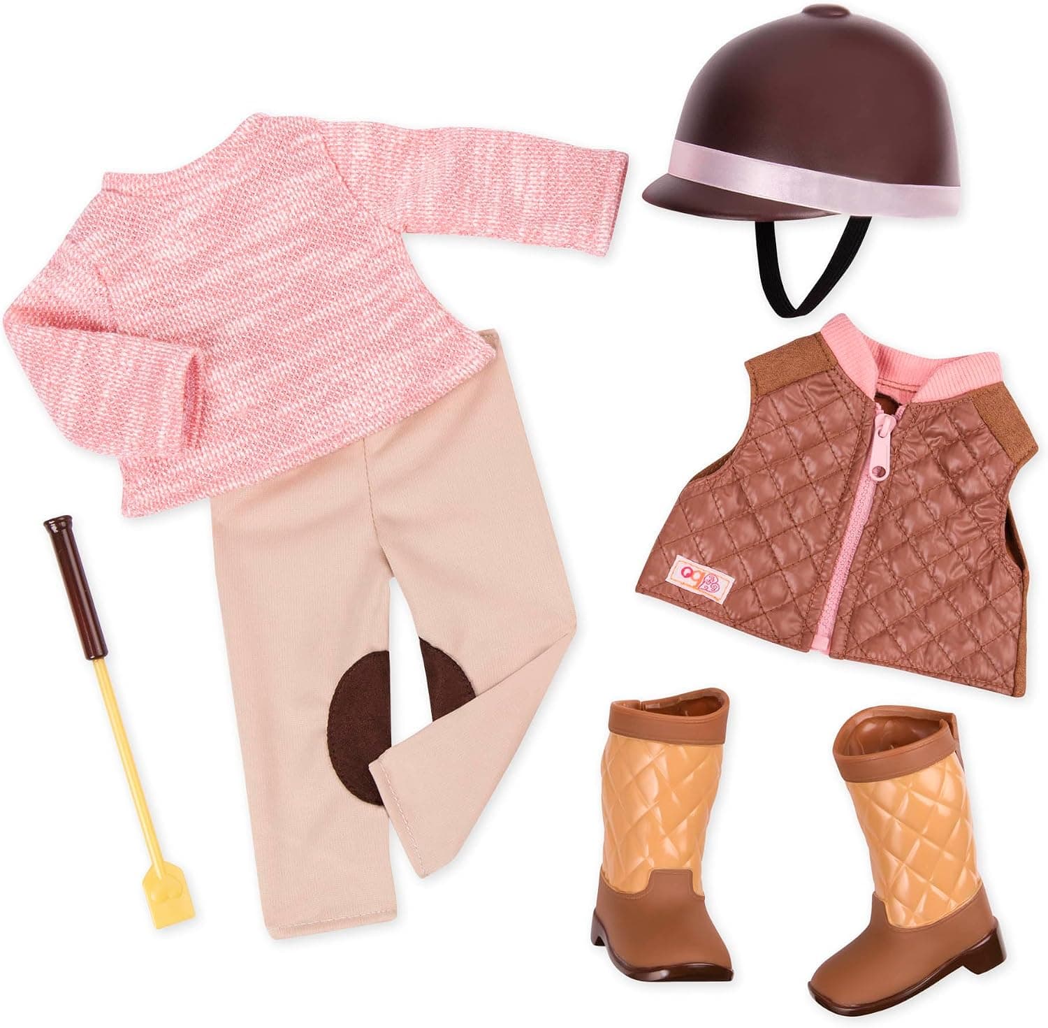 Nuestra generación de muñecas de 18 pulgadas con atuendo ecuestre, atuendos | atuendo de muñeca de 18 pulgadas con suéter, chaleco acolchado, pantalones estilo jodhpur, botas, casco y cultivo de equitación, atuendos, más de 5años