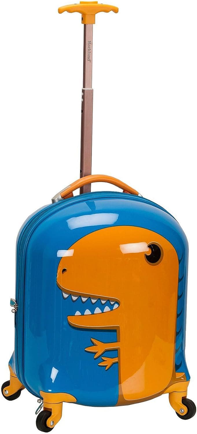 Rockland Jr. My First Hardside Spinner para niños, asas telescópicas, dinosaurio, equipaje de mano de 19 pulgadas