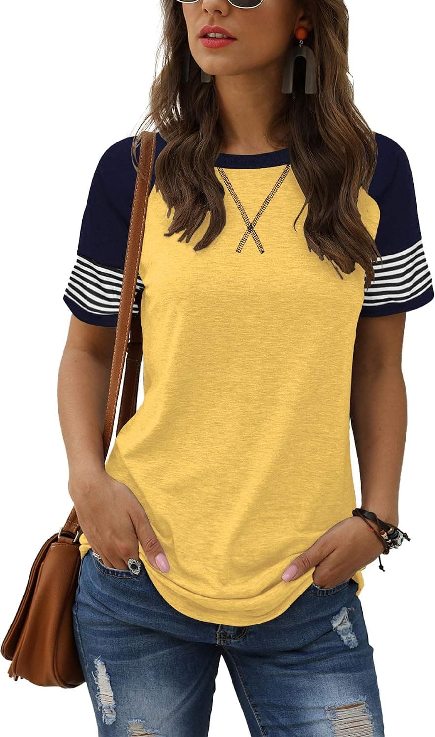 Camisetas de mujer informales de verano Adibosy: blusas de camiseta con túnica de manga corta