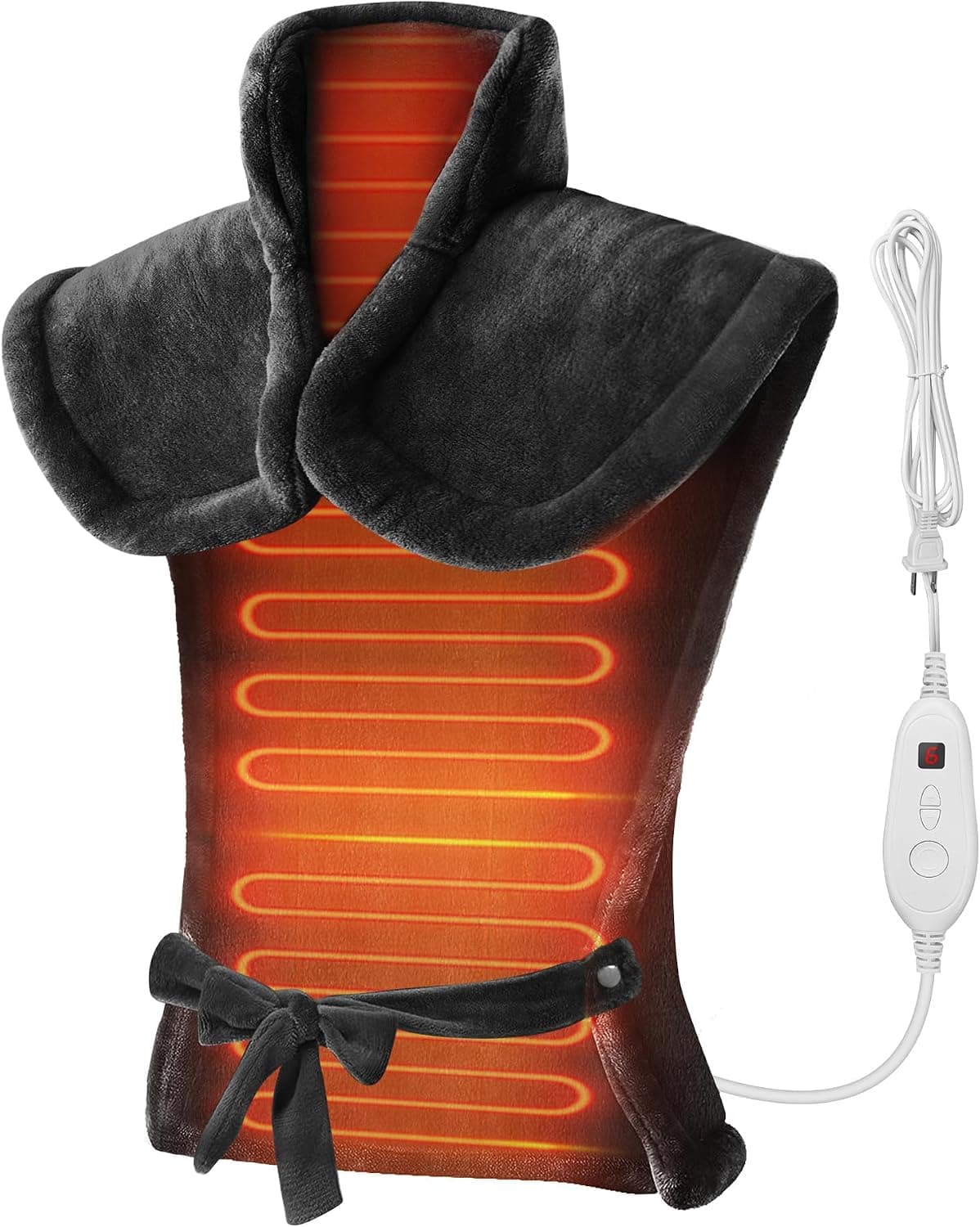 Almohadilla térmica Snailax para cuello, hombros y espalda, elegible para FSA, 24 x 33 | 6 configuraciones de calor, 100°F-150°F, apagado automático de 120 minutos, diseño con peso manos libres, cintura ajustable, lavable a máquina