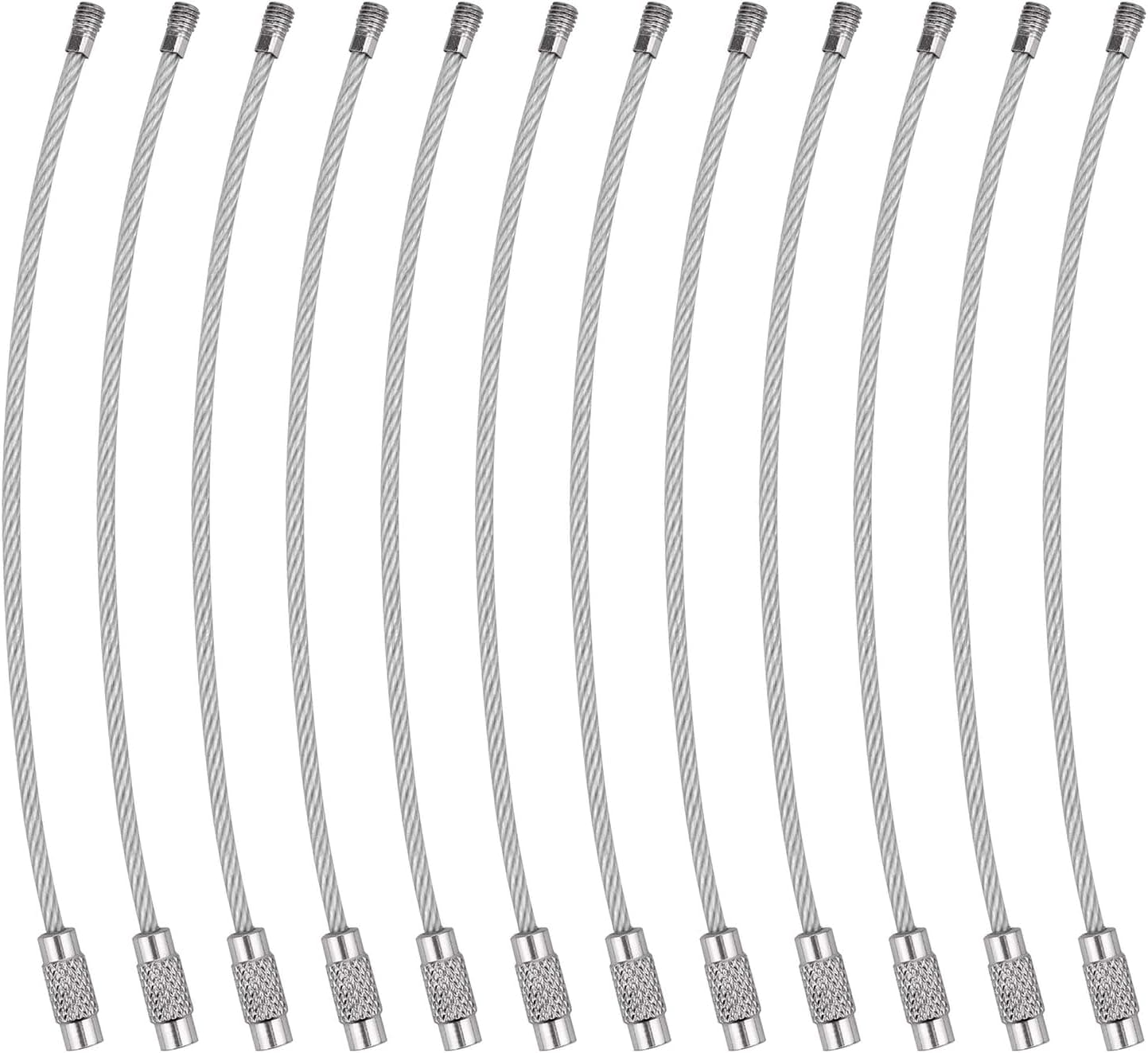 Cable de llavero de alambre Wisdompro, llaveros de alambre de acero inoxidable de 4,3/6,3 pulgadas | Llaveros de alambre de alta resistencia, lazo de llavero de Cable de alambre de Metal para etiquetas de equipaje, llaves, manualidades y etiquetas de identificación