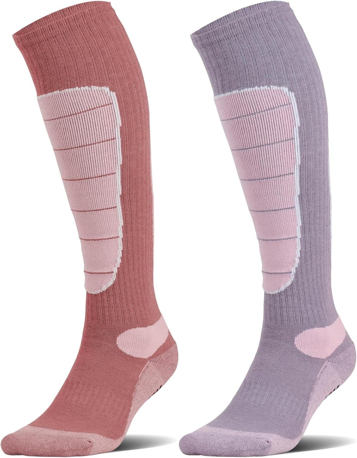 Calcetines para snowboard Hylaea unisex de lana merina, amortiguación y calidez | Absorbente de la humedad, suave y cómodo, acolchado, compresión, soporte para el arco, diseñado para esquiar, caminar e invierno al aire libre