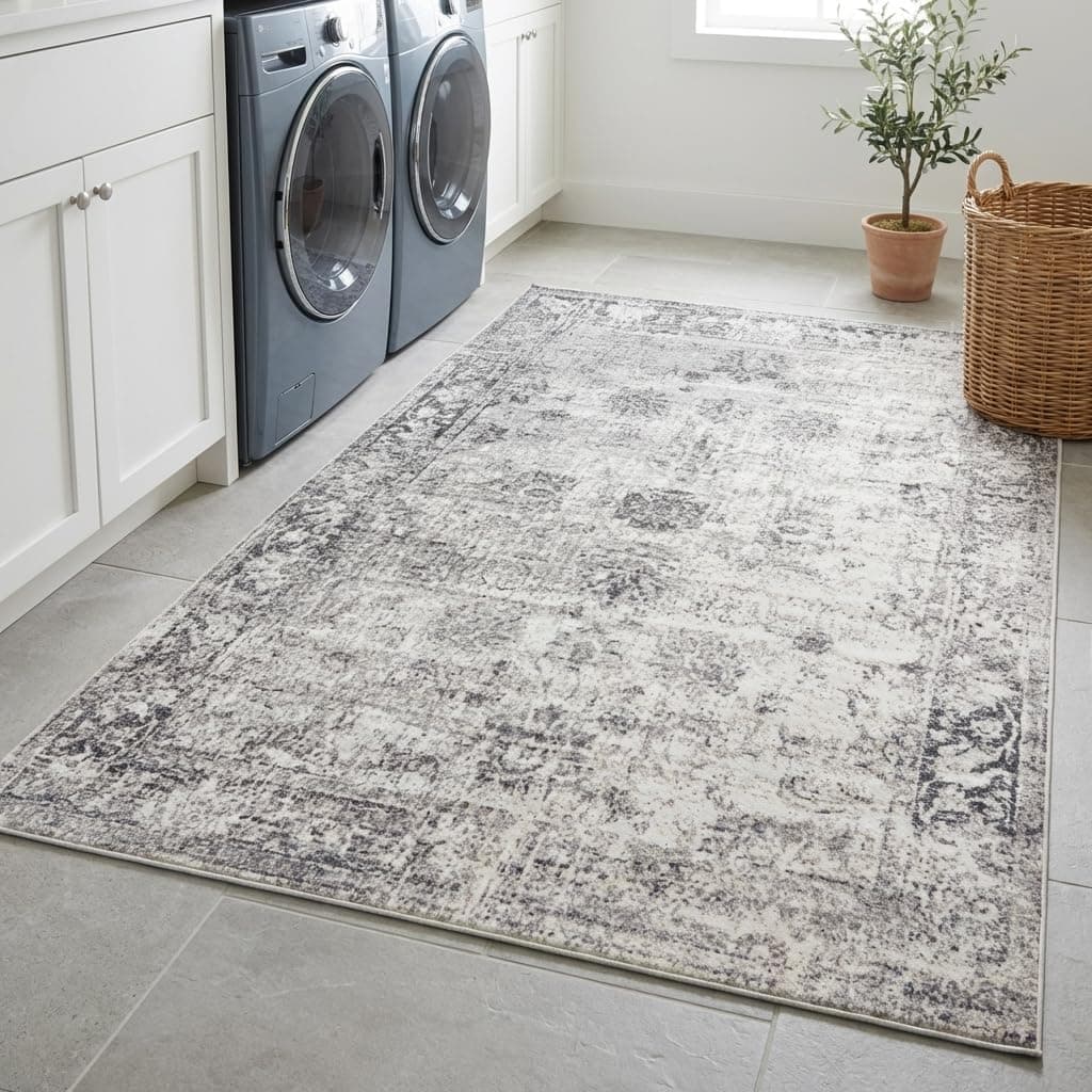 Alfombra de área de colección Sofia de telar único - Casino (rectángulo de 6' 1" x 9', gris/ beige)