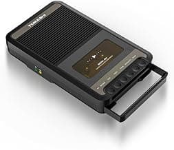 TOMASHI Reproductor de cintas de casete, Grabadora de casetes portátil, Walkman, Negro | Reproductor de casete retro, grabadora de voz con altavoz, micrófono incorporado, mango retráctil, conector para auriculares, tipo C o batería