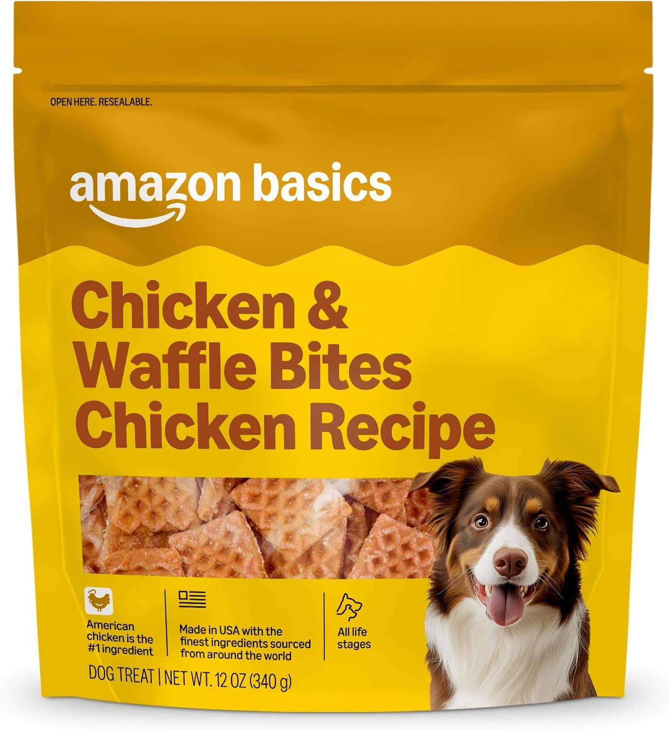 Amazon Basics Dog Treats Bocaditos de pollo y gofres, 12 oz (anteriormente Wag)