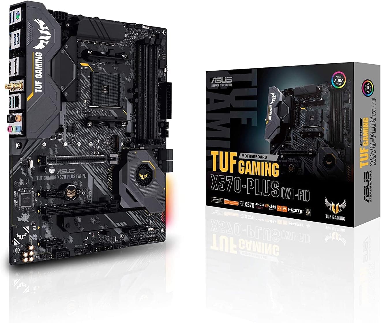 Placa base ASUS AM4 TUF Gaming X570-Plus (Wi-Fi) AM4 Zen 3 Ryzen 5000 y Ryzen ATX de 3.ª generación con PCIe 4.0, Dual M.2, 12+2 con etapa de potencia Dr. MOS