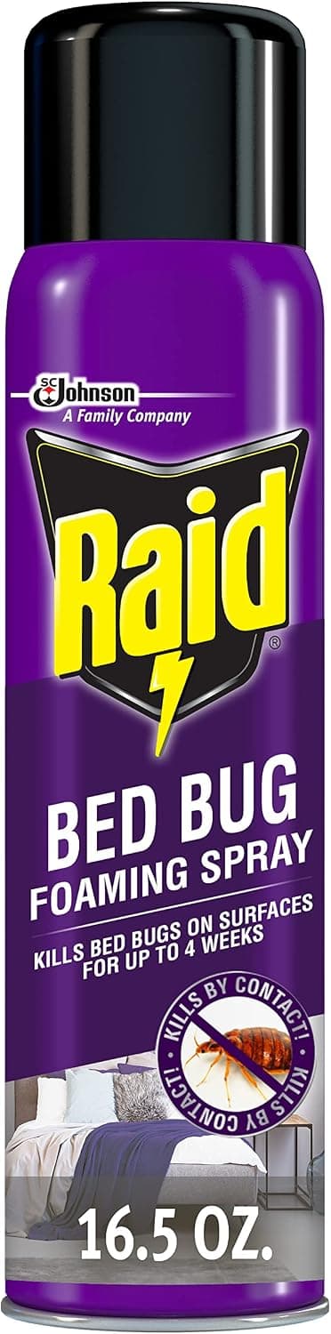 Raid Bed Bug Foaming Spray, Kills Bed Bugs and Their Eggs, for Indoor Use, Non-Staining, Keeps Killing for Weeks, 16.5 oz
