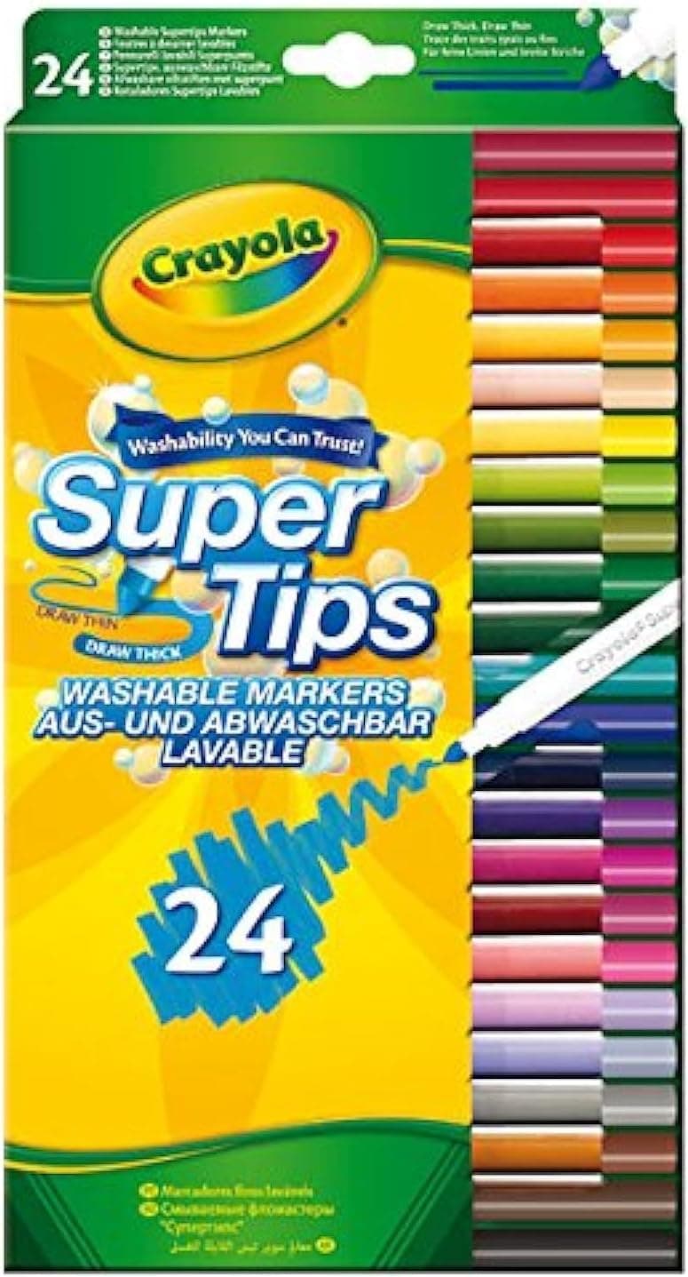 CRAYOLA SuperTips Rotuladores para colorear con punta de fieltro lavables (paquete de 24)