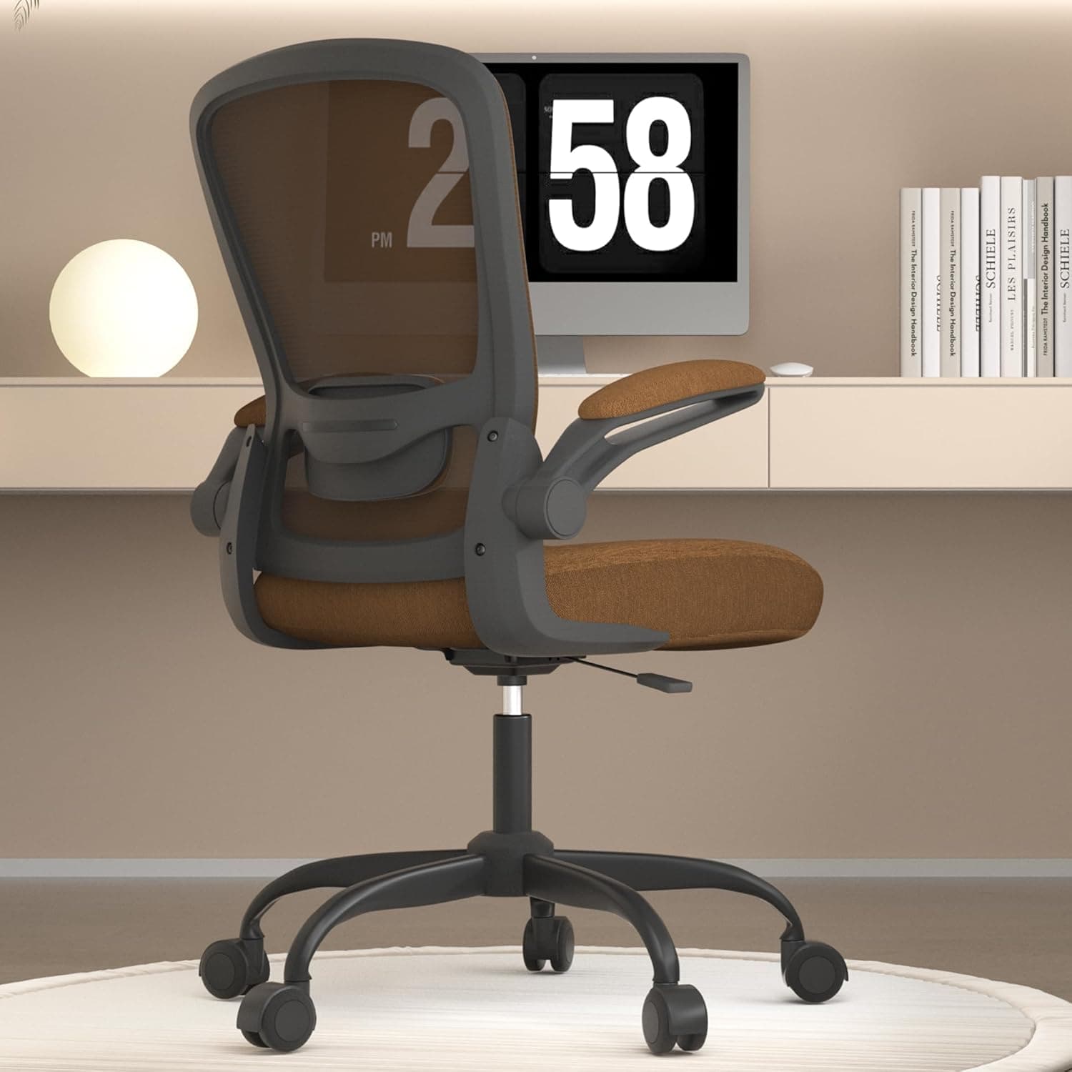Mimoglad Silla de Oficina, Silla de Escritorio Ergonómica con Soporte Lumbar Ajustable, Silla de Computadora de Malla con Respaldo Alto con Reposabrazos Abatibles, Sillas de Trabajo, Silla Ejecutiva para Oficina en Casa | Soporta 300 lbs · Asiento 19.48"–23.4" · Malla transpirable · Montaje de 20 a 30 minutos · Garantía de 5 años