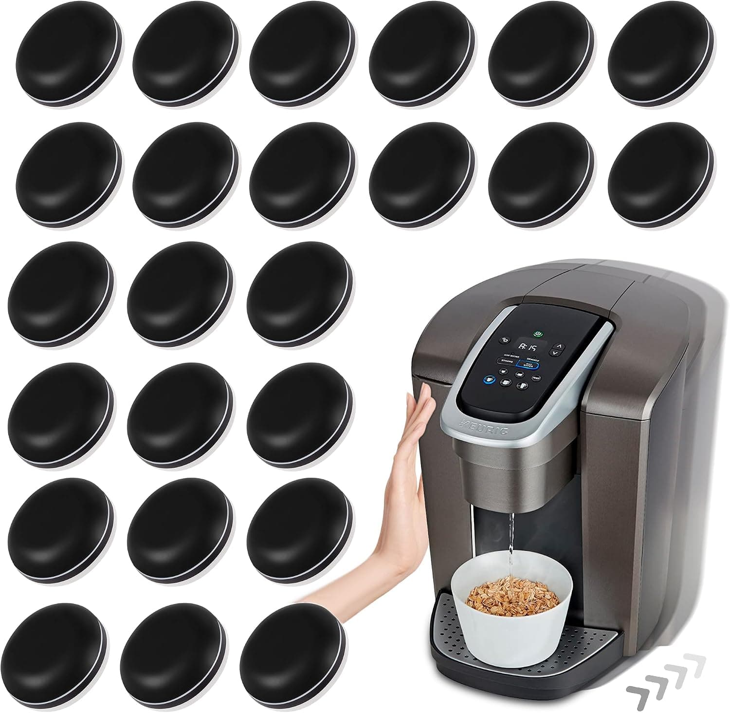 Deslizadores para electrodomésticos para cocina Negro 24 PCS Trucos deslizantes autoadhesivos para pequeños electrodomésticos de cocina Fácil de mover y ahorrar espacio Gadgets imprescindibles Accesorios para mezcladores para encimera