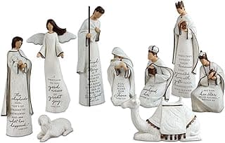 Lighthouse Christian Products A Savior is Born - Juego de pesebre navideño con escritura de resina, 9 piezas, 7,25 pulgadas