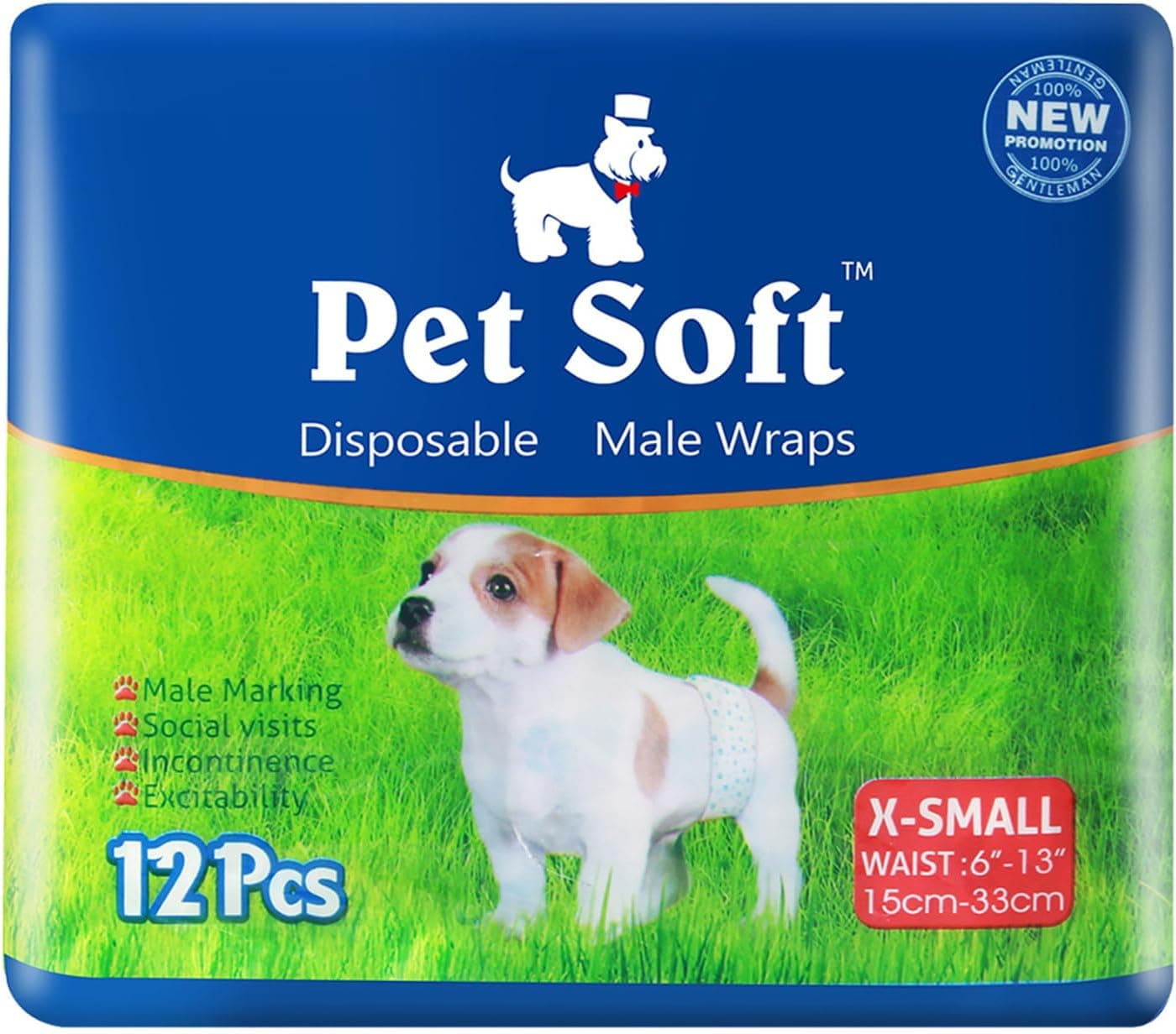 Pañal desechable suave para perros, 12 unidades, XS