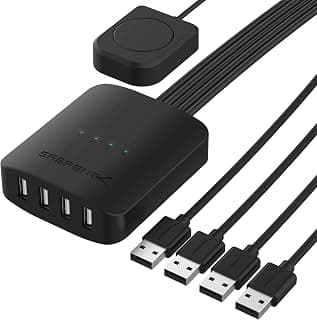 Conmutador compartido USB 2.0 para 4 computadoras, indicadores LED (USB-USS4) | Comparta periféricos USB entre hasta 4 computadoras; Indicadores LED del dispositivo