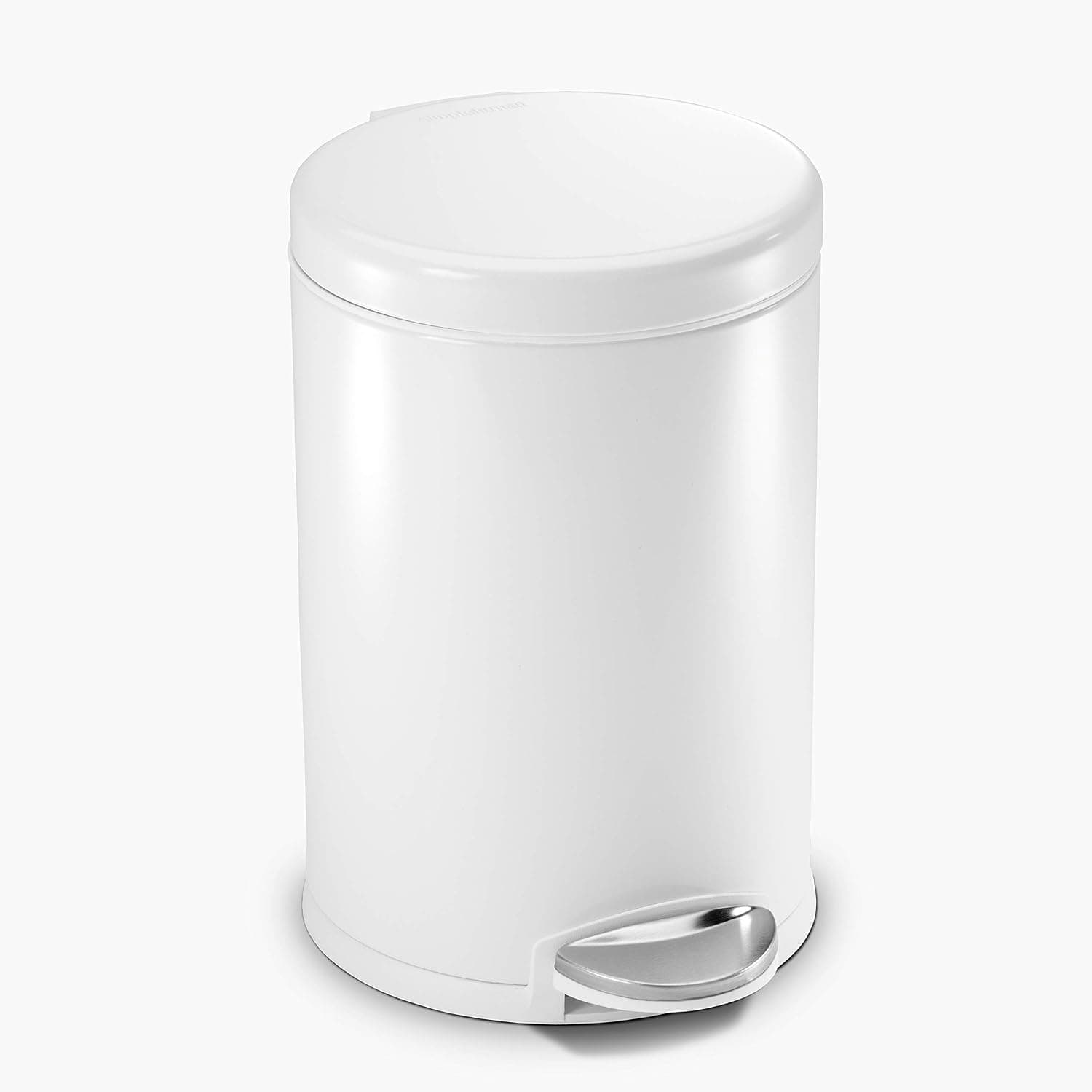 simplehuman Papelera de baño de 4,5 litros, acero blanco, paquete de 6