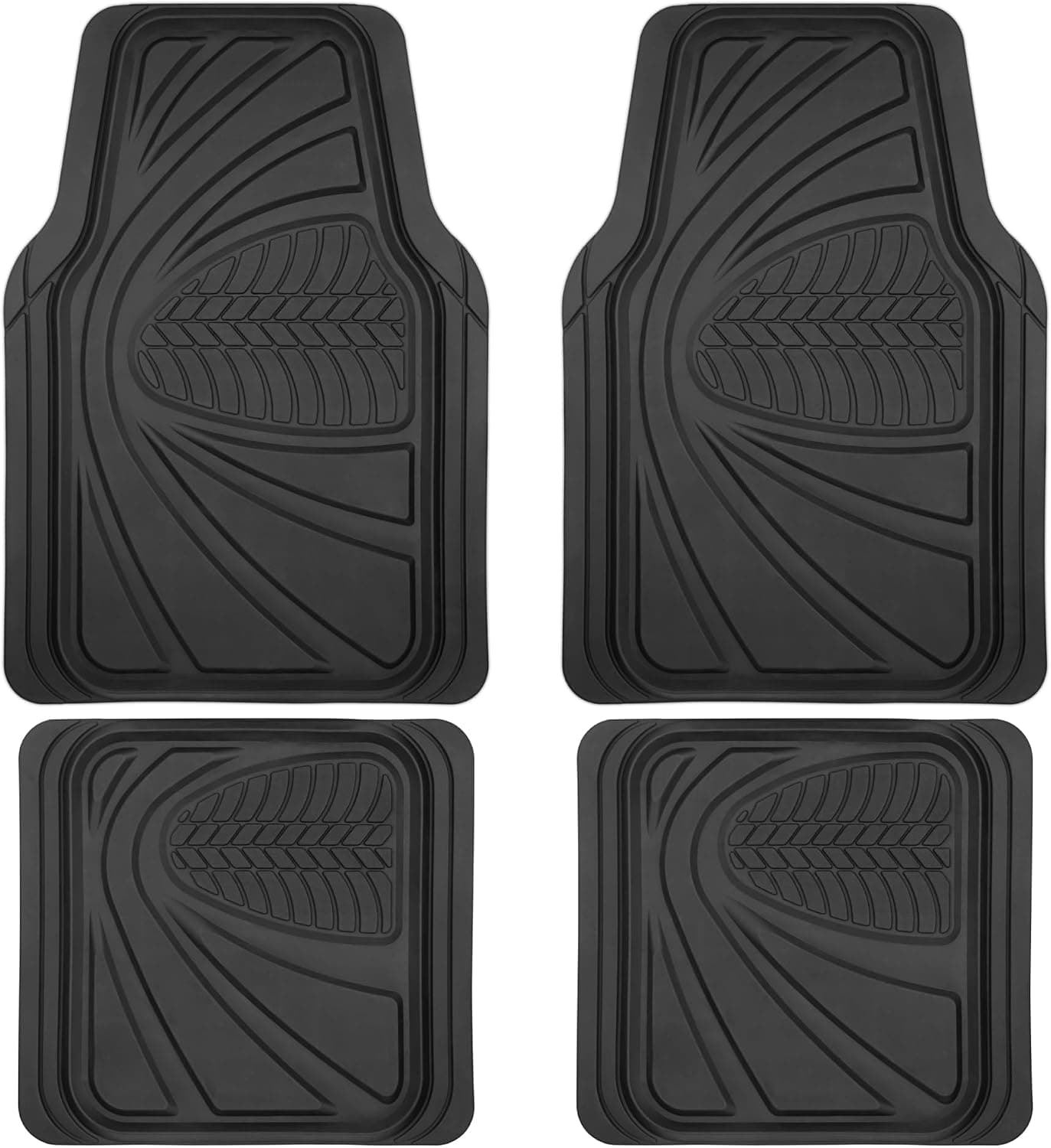 Motor Trend FlexTough Guard Alfombrillas para todo tipo de clima para automóviles – Alfombrillas de goma impermeables negras, accesorios automotrices universales que se ajustan a medida para automóviles, camiones y SUV