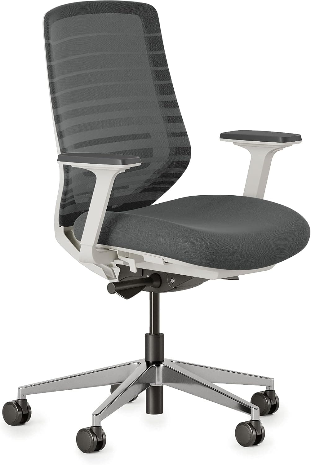 Silla Ergonómica Branch, Silla de Escritorio Versátil con Soporte Lumbar Ajustable | Respaldo de malla transpirable y ruedas suaves, experimente comodidad y soporte óptimos, grafito/blanco