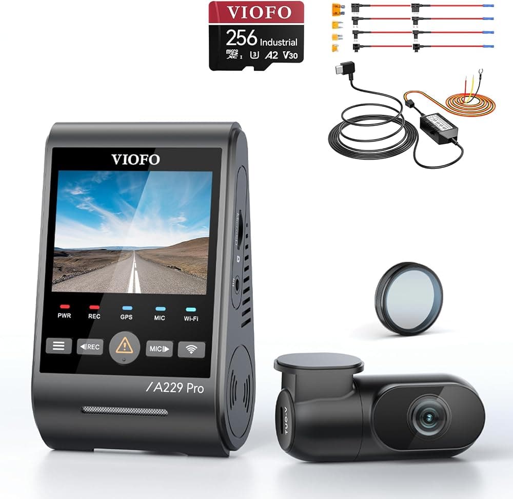 【Paquete: VIOFO A229 Pro 2CH + Tarjeta de 256 GB + HK4 con 8 piezas de grifo de fusible】 VIOFO A229 Pro 4K HDR Dash Cam, Dual STARVIS 2 IMX678 IMX675, cámara delantera y trasera para automóvil 4K+2K, 2 canales con HDR, GPS WiFi de 5GHz