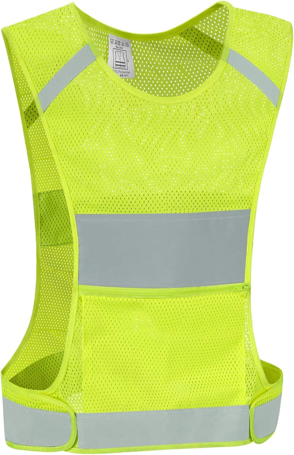 Chaleco reflectante de seguridad para correr con bolsillo, alta visibilidad para correr, andar en bicicleta, caminar, mujeres y hombres