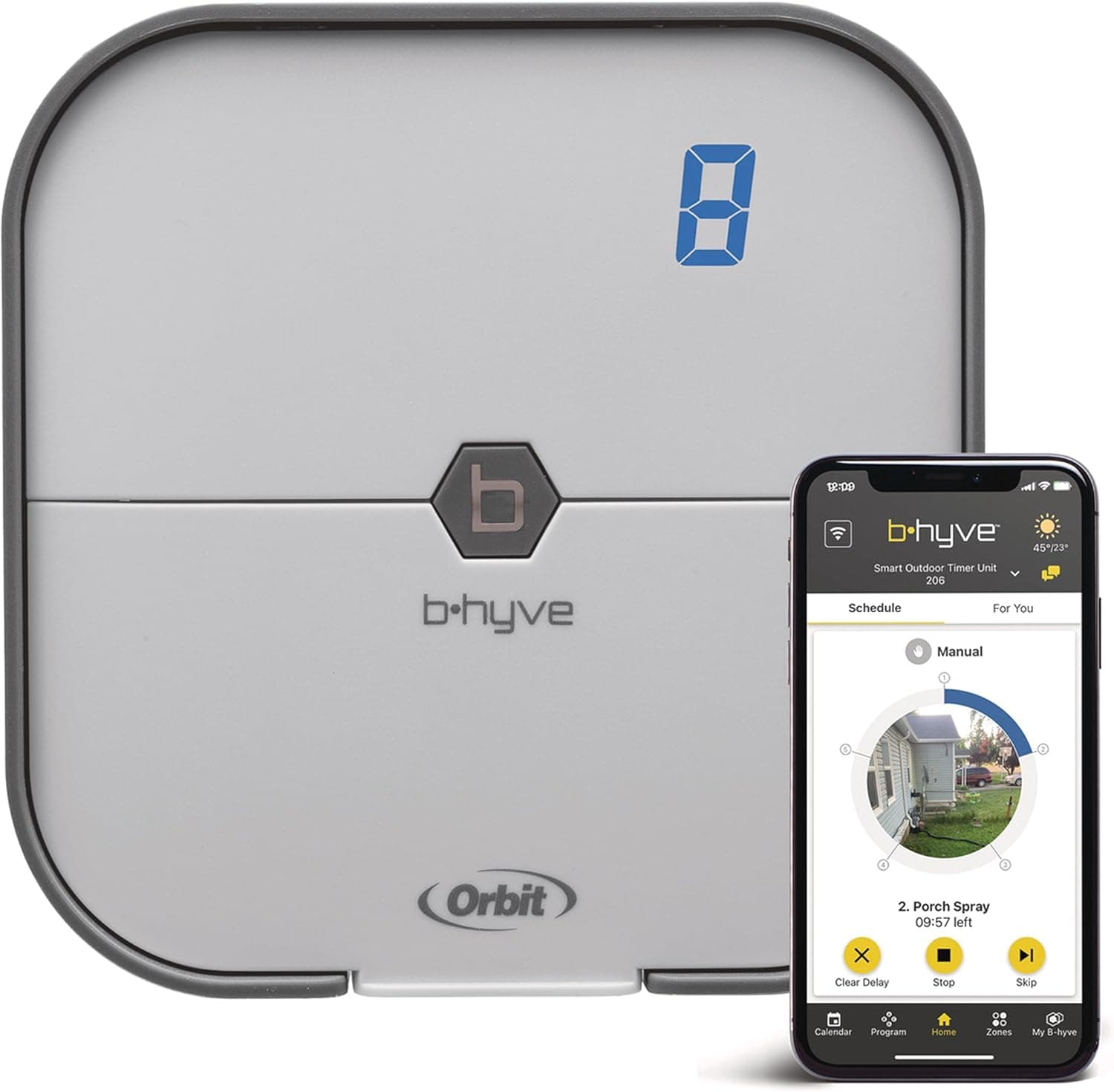 Controlador de aspersor inteligente para interiores Orbit B-hyve - 8 zonas - Controlador de riego WiFi - Riego controlado por aplicación con ajuste climático - Dispositivo listo para el hogar inteligente de fácil instalación - 57925 | Controlador de riego WiFi, aplicación controlada con ajuste climático, dispositivo inteligente listo para el hogar de fácil instalación