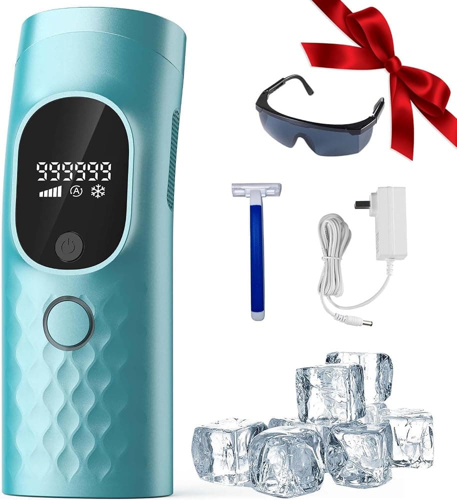 Depilación láser Enfriamiento con hielo indoloro para axilas Piernas Brazos Contorno de bikini | Máquina removedora de dispositivos IPL 5 niveles, 2 modos Resultados duraderos 999,999 flashes con cable para mujeres y hombres en casa