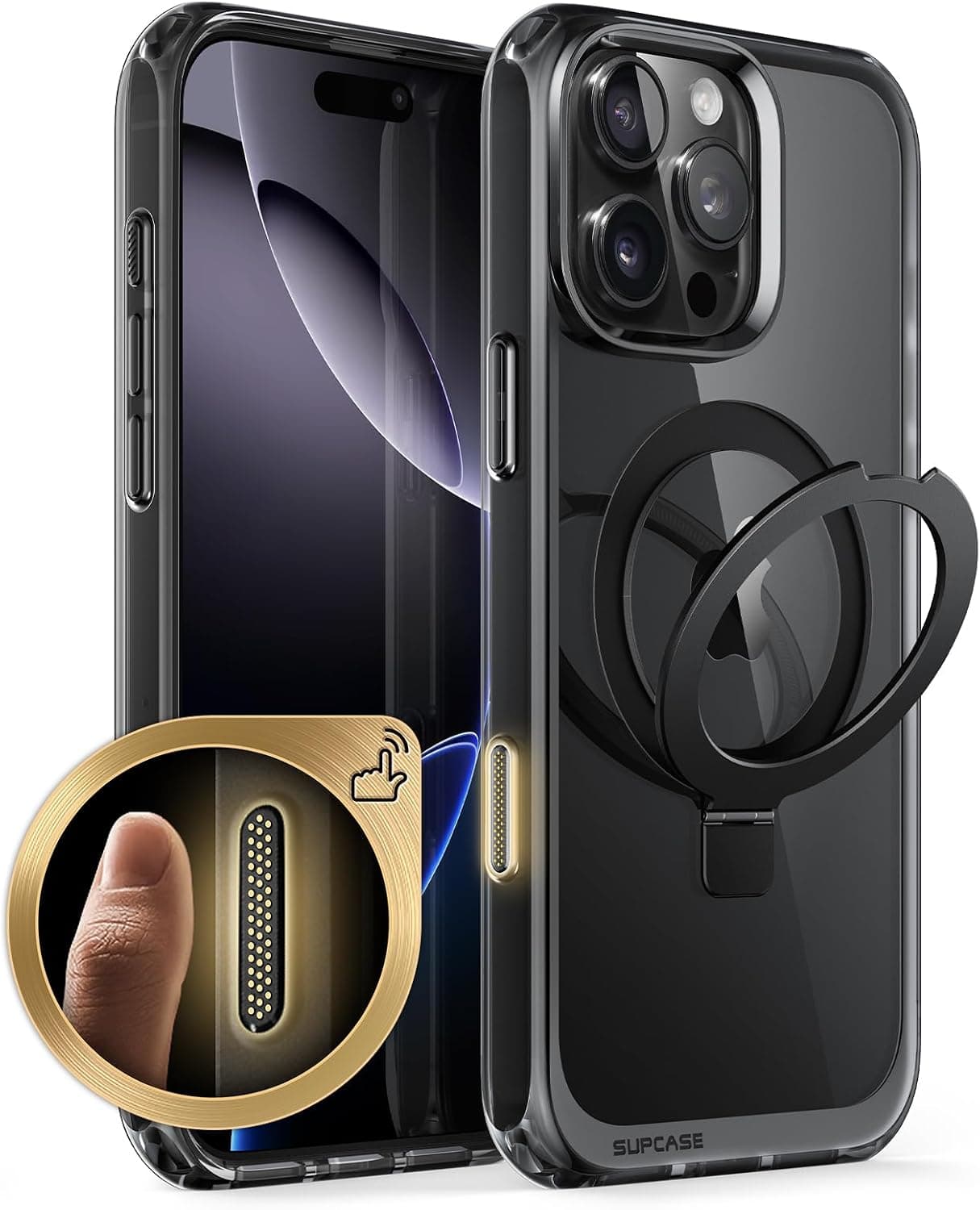 SUPCASE Funda para iPhone 16 Pro con botón de captura de control de cámara (soporte Mag Unicorn Beetle), [Compatible con MagSafe] Funda protectora delgada magnética para iPhone 16 Pro 6.3'' 2024, oscuro