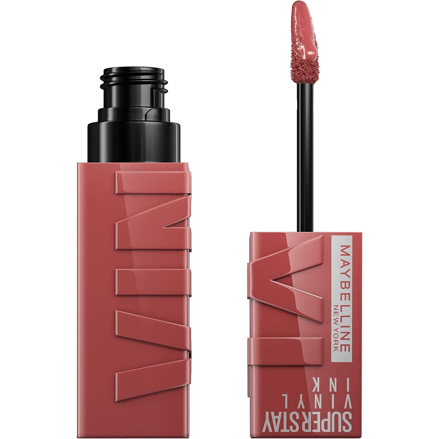 Maybelline Super Stay Vinyl Ink Maquillaje de labios líquido de larga duración, color altamente pigmentado y brillo instantáneo, Peppy, lápiz labial rosa, 0.14 fl oz, 1 unidad