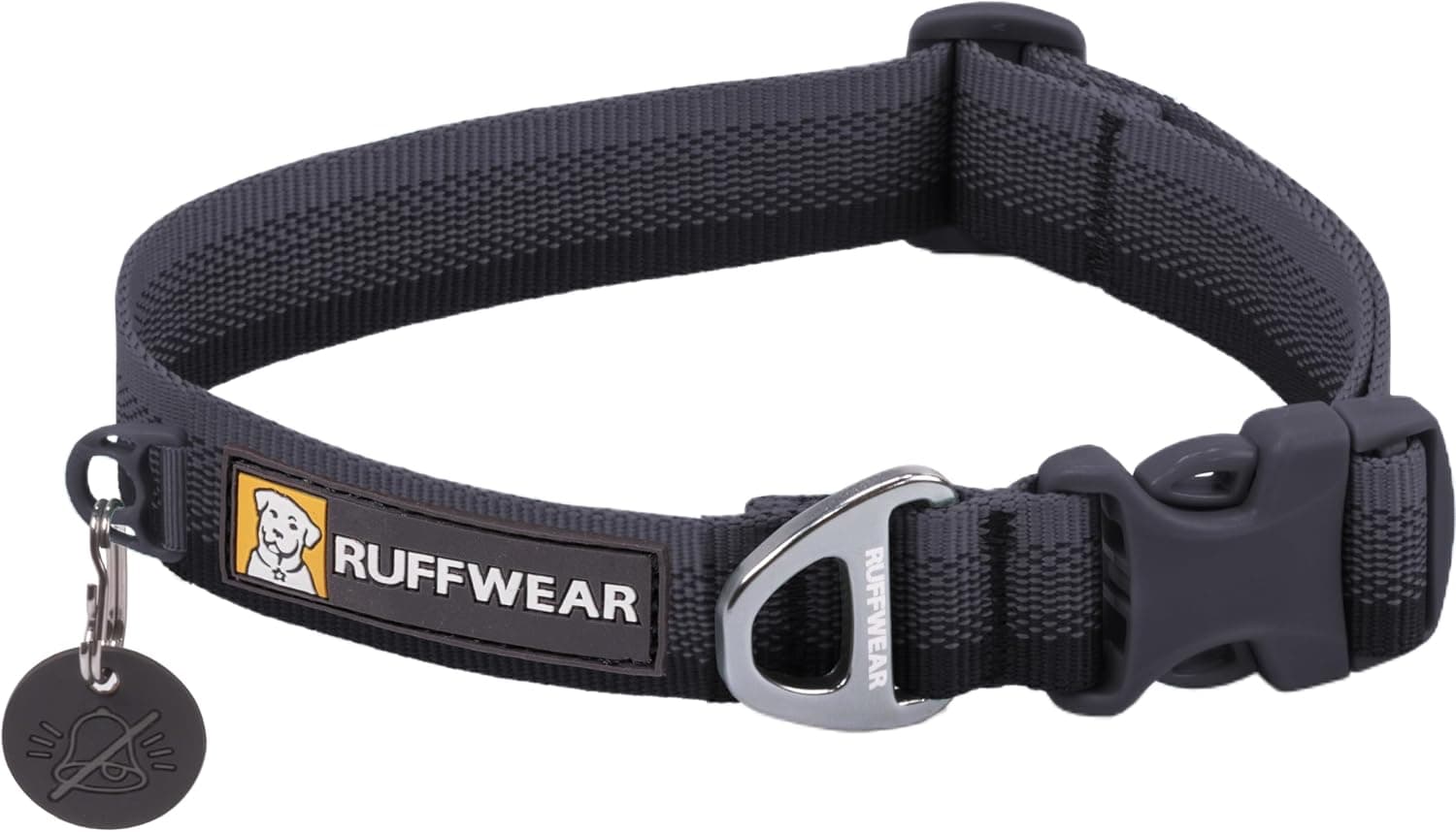 Ruffwear, collar para perro Front Range, gris basalto, 11"-14" | Correas Tubelok duraderas, ligeras y ajustables, hebilla de liberación lateral con anillo en V de aluminio y silenciador de etiqueta de identificación para uso diario
