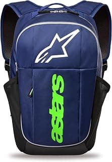 Mochila Alpinestars GFX Boss, motocicleta, viajero para deportes motorizados, funda acolchada para computadora portátil, talla única, azul marino/verde | Motocicleta, viajero de deportes motorizados, funda acolchada para portátil