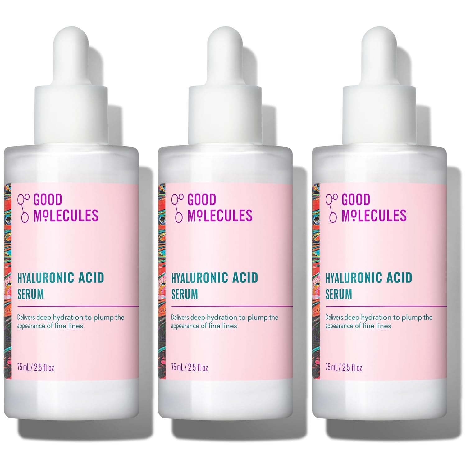 Good Molecules Hyaluronic Acid Serum for Face, 2.5 fl oz, Pack of 3 | Deeply hydrates to plump the look of fine lines. Boosts skin hydration after one use. All skin types.