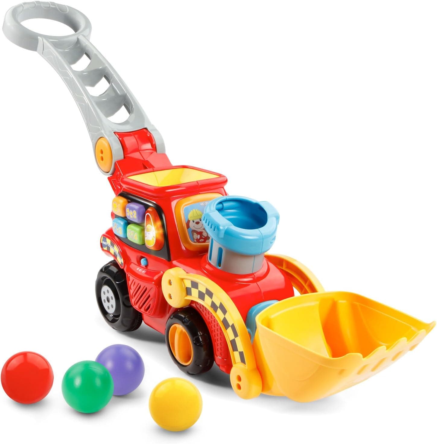 Bulldozer VTech Pop-a-Balls Push y Pop, rojo