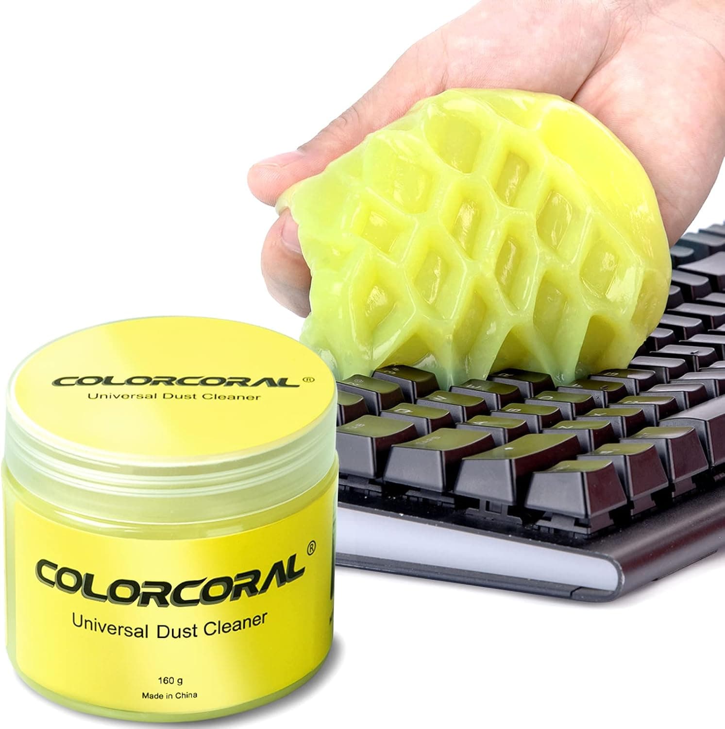 ColorCoral Gel de limpieza limpiador de polvo universal para teclado de PC, detalles de coche, electrónica de oficina, kit de polvo para ordenador portátil, removedor de polvo para ordenador, accesorios para coche, regalo para hombres y mujeres, 160 g