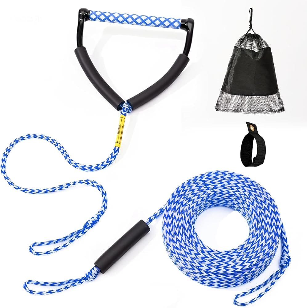 Cuerdas de esquí de 75 pies para esquí acuático, cuerda y mango flotante para wakeboard, cuerda de remolque de esquí para tubos remolcables, esquí acuático, wakeboard, rodillera
