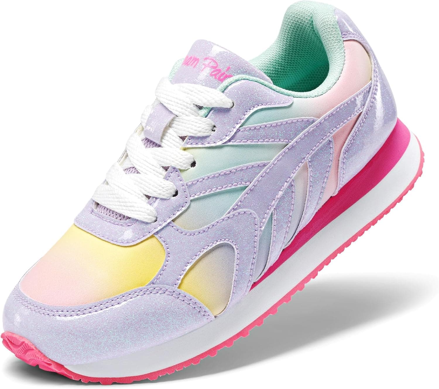 DREAM PAIRS Zapatos de tenis para niñas Zapatillas Rainbow | Parte superior con cordones de fácil cuidado Plantilla acolchada Comodidad liviana Suela antideslizante Atletismo Ropa casual diaria Escuela Caminar Correr