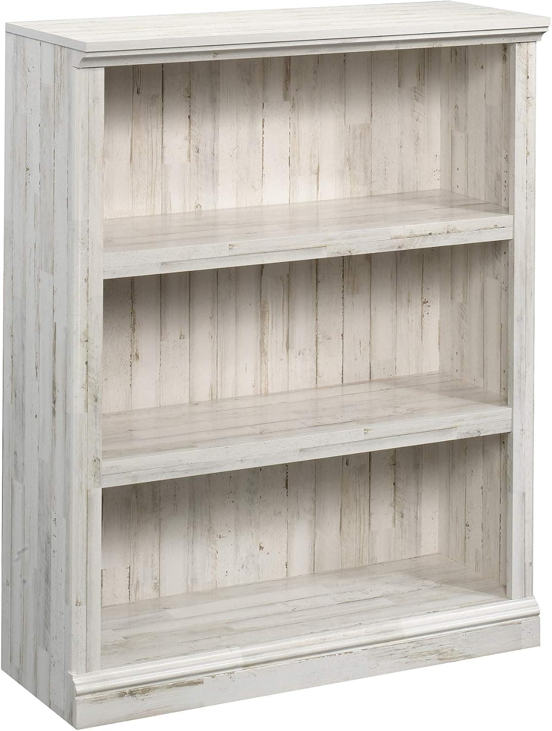 Sauder Estantería de madera de 3 niveles, estantería multiusos para el hogar, oficina, sala de estar, en tablón blanco