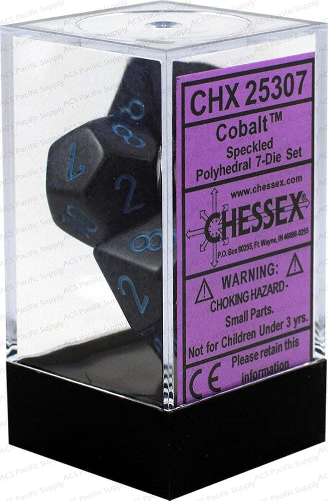 Juego de dados DND-Chessex D&D Dice-16 mm balt moteado Juego de dados poliédricos de plástico-mazmorras y dragones dados ludes 7 dados - D4 D6 D8 D10 D12 D20 D%, varios (CHX25307)
