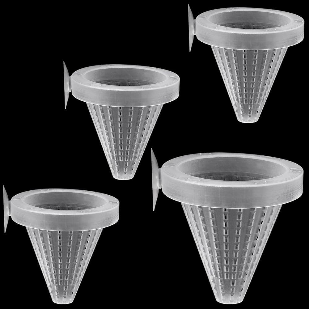 WEAVERBIRD Alimentador de nematodos para acuario, 4 unidades, gusano de sangre vivo, cesta de plástico con forma de cono para alimentar peces con ventosas