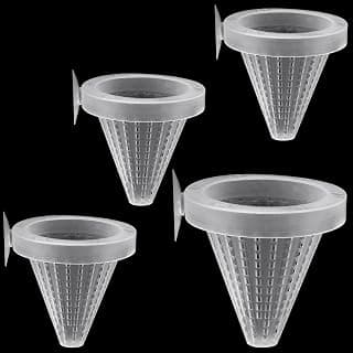 WEAVERBIRD Alimentador de nematodos para acuario, 4 unidades, gusano de sangre vivo, cesta de plástico con forma de cono para alimentar peces con ventosas