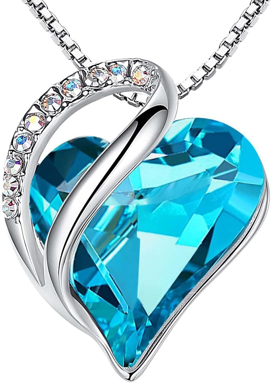 Leafael Collares de regalo para mujer, colgante de cristal con piedra natal de amor infinito, joyería de aniversario de cumpleaños para esposa, mamá y ella, chapado en plata, cadena ajustable de 18.0 in + 2.0 in