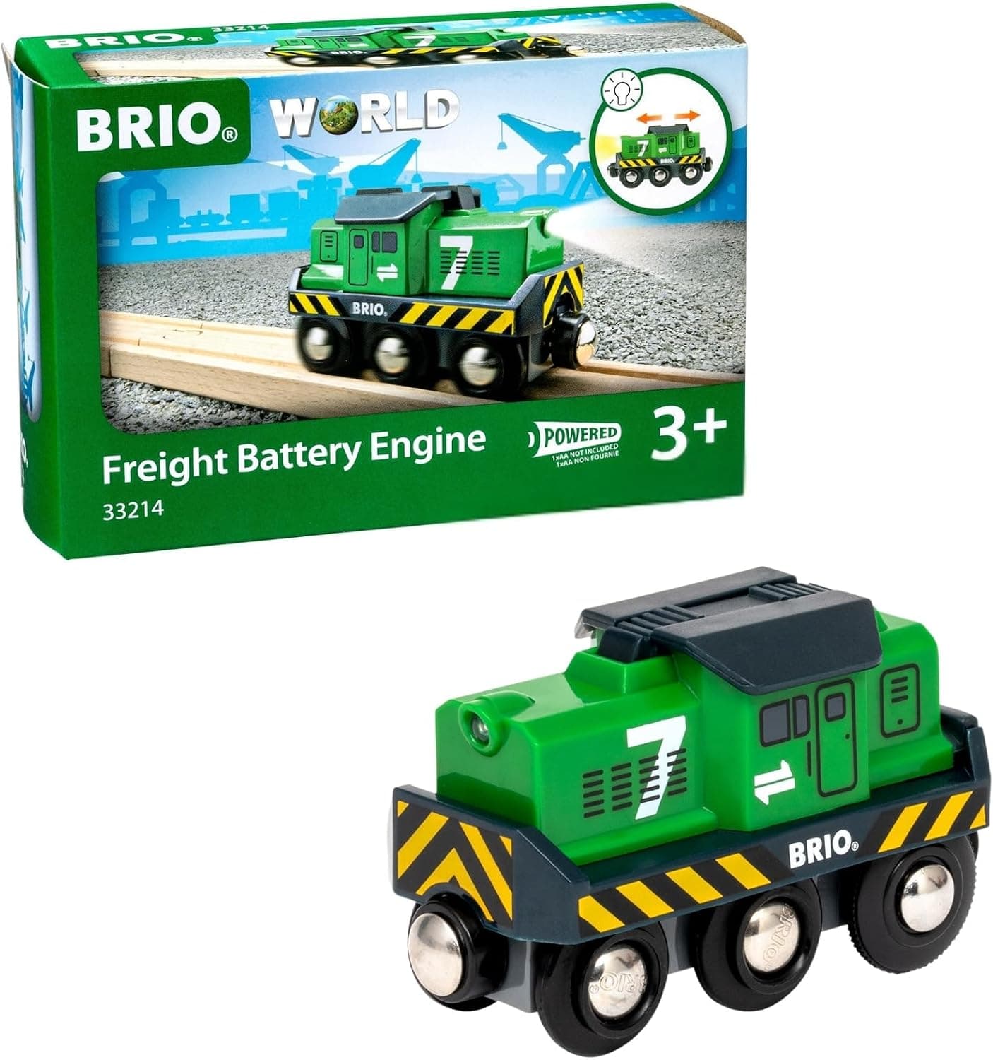 BRIO World Freight Motor de batería - Tren de juguete a batería para vías de madera - Potente motor de tren motorizado que tira de los juegos más largos - Funciona con todos los juegos de ferrocarril - Edades de 3 años en adelante