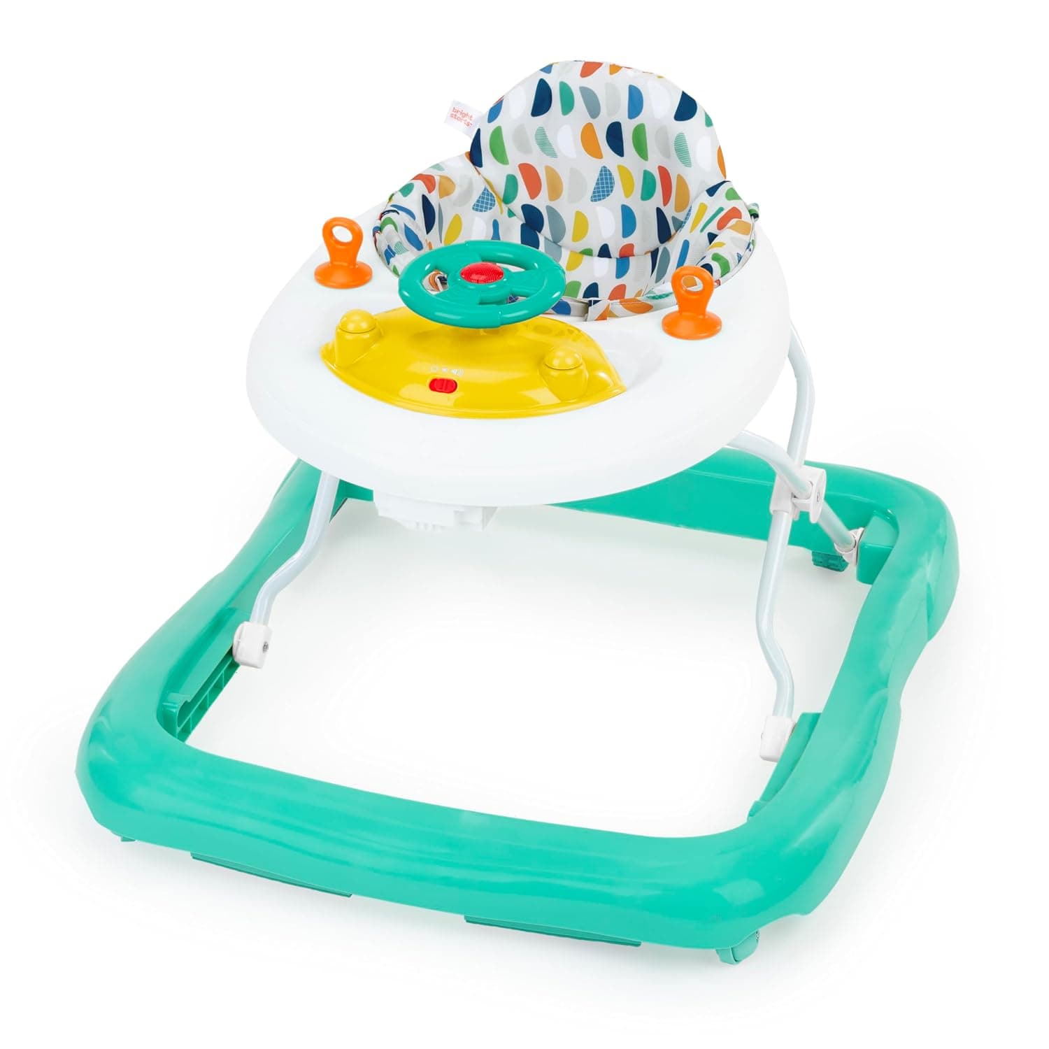 Bright Starts Andador con luces y sonidos listo para rodar con volante y sonidos de automóvil, estación de juguetes electrónica extraíble, 6-12 meses o hasta 26 libras, unisex
