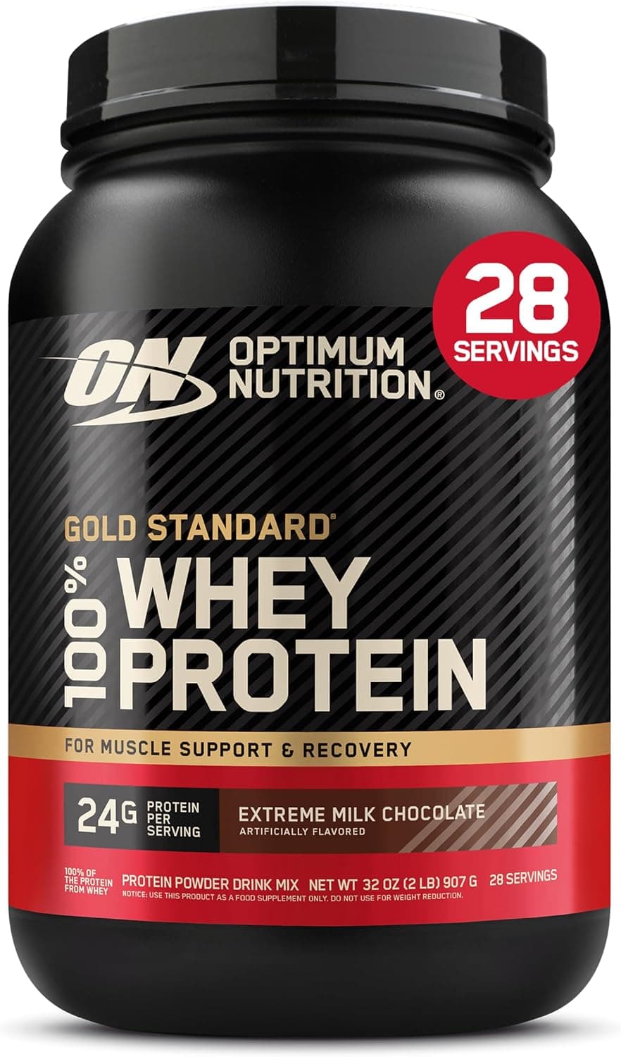 Optimum Nutrition Gold Standard 100% proteína de suero en polvo, chocolate con leche extremo, 2 libras (paquete de 1) (el embalaje puede variar)