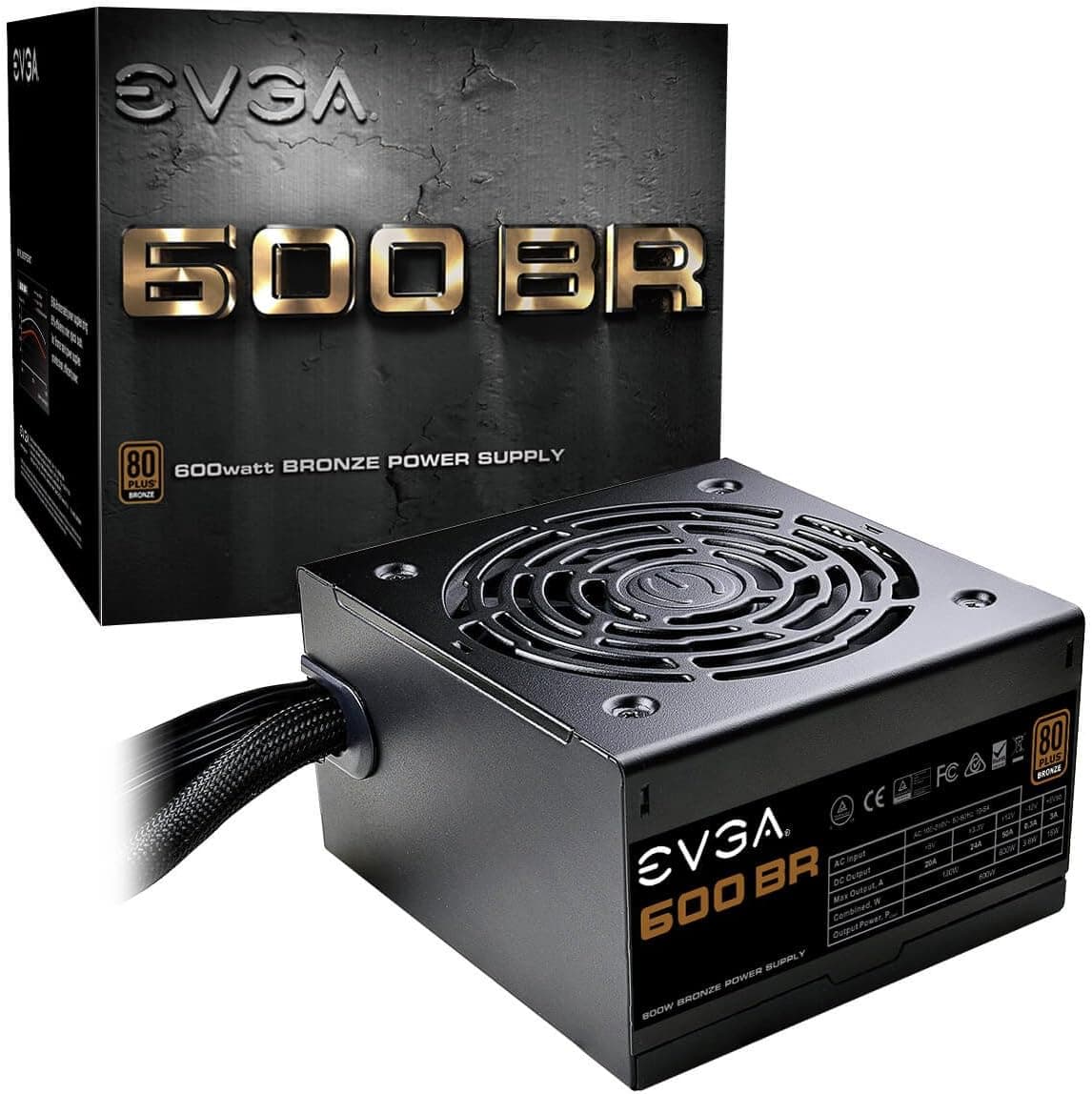 EVGA 600 BR, 80+ Bronze 600W, 3 años de garantía, Fuente de alimentación 100- BR-0600-K1