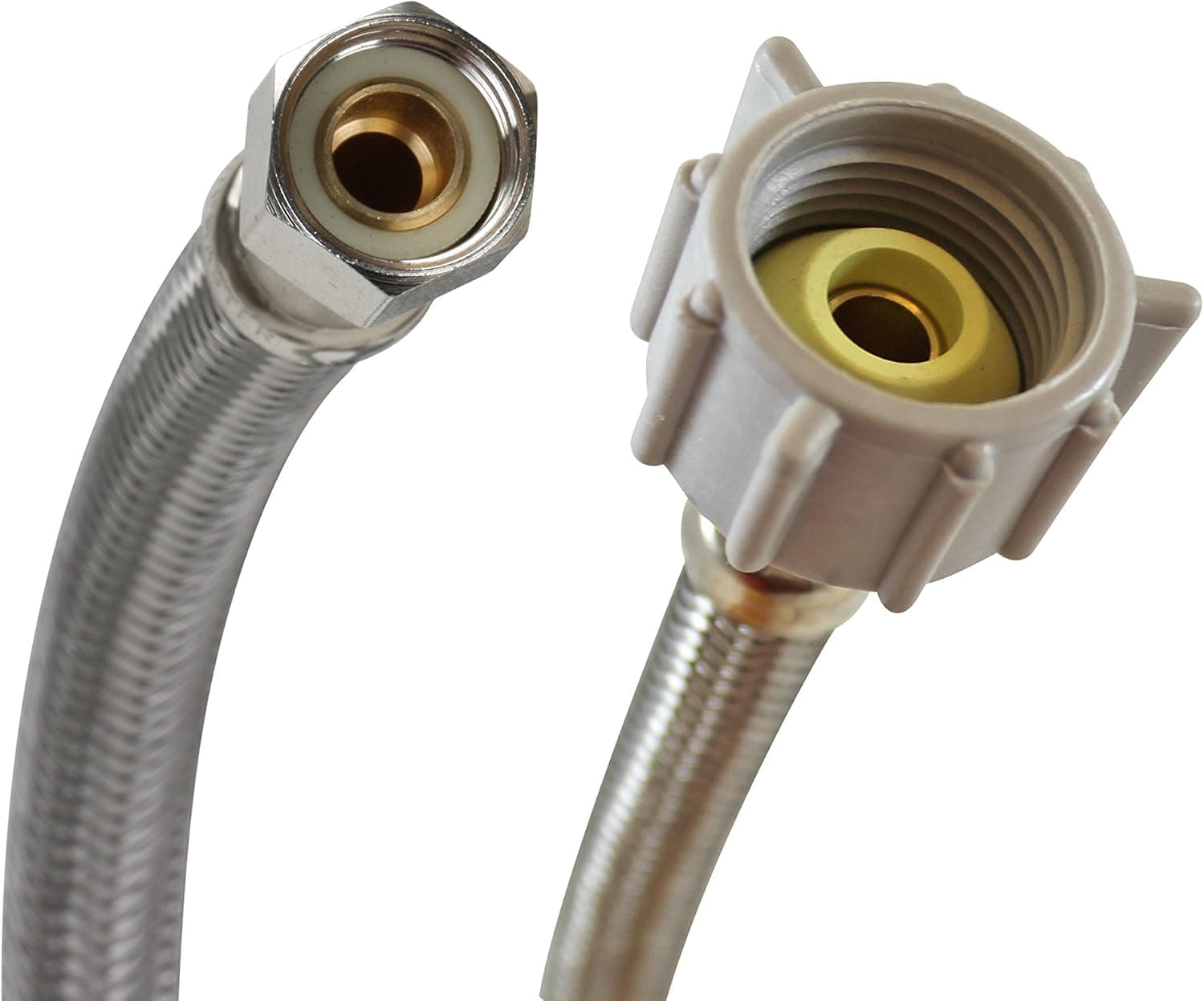 Fluidmaster B1T16 Conector de inodoro, acero inoxidable trenzado, rosca de compresión hembra de 3/8 pulgadas x rosca hembra de bola de 7/8 pulgadas, 16 pulgadas de longitud